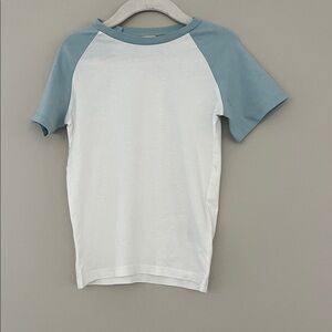 H&M Kids Light Blue and White Short Sleeve Tee 4T